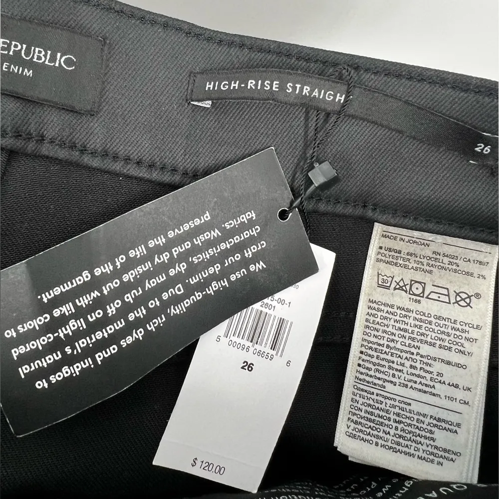 🆕 NWT Banana Republic High Rise Straight Leg Ankle Jeans Wax Coated Black Sz 26 - Image 16