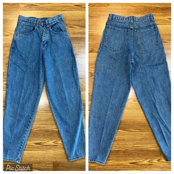 Super Cool Vintage 1980s Stefano High Waist Tapered Leg Jeans! Blue Size 8 - Image 2