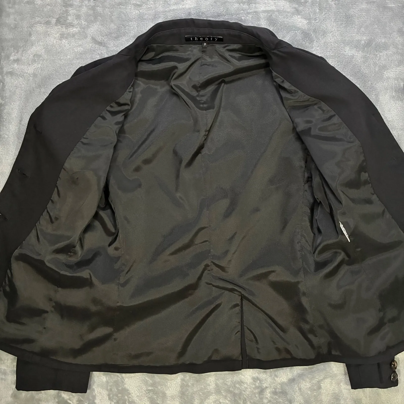 Theory Black Single Breasted Blazer Jacket Womens Size 0 - Image 7