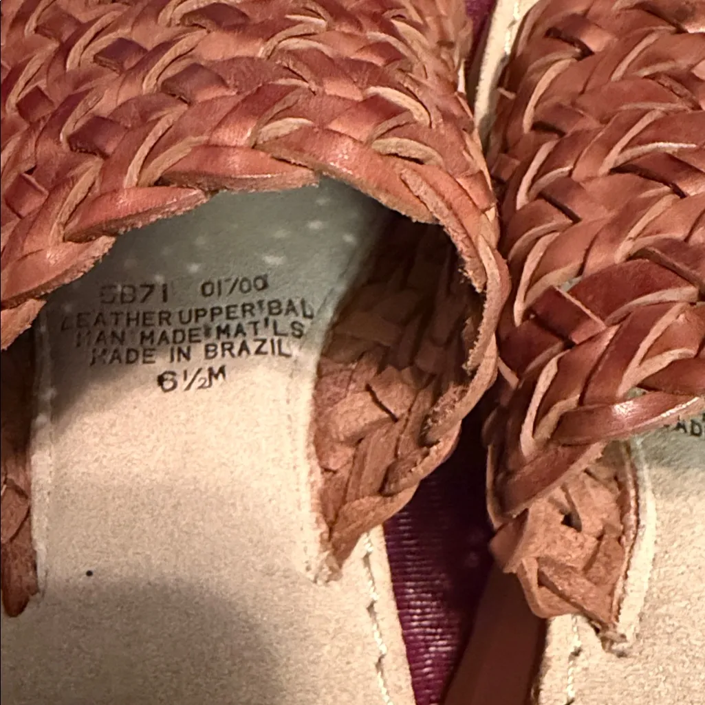 Bass Brown Woven Slide Sandals plataforma Size 6.5 - Image 3