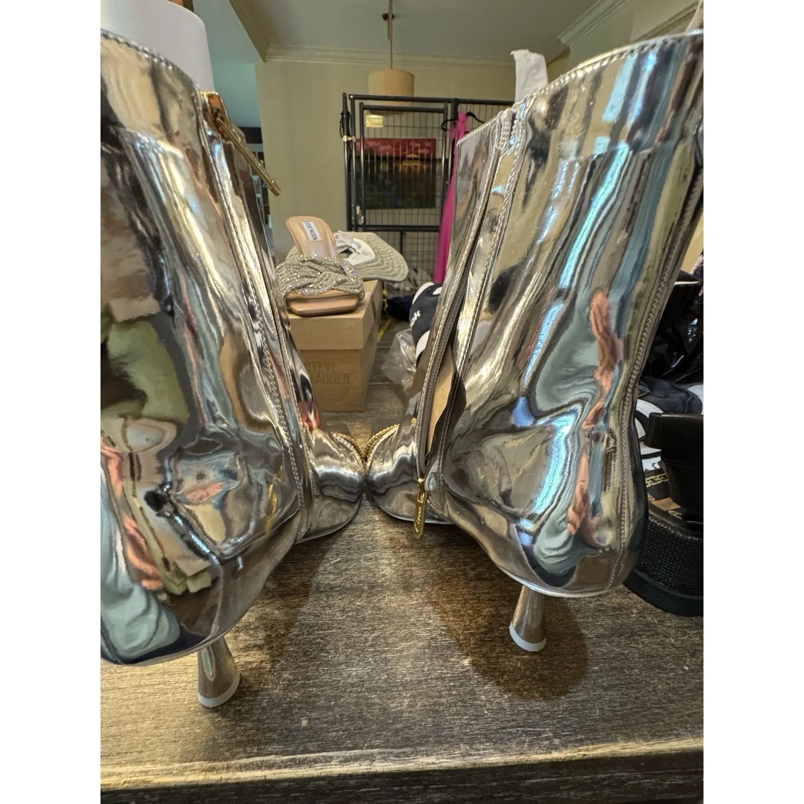 Sam Edelman Circus NY Women's Sia Ankle Boot Size 7.5 Retro Go-Go Shiny Metallic - Image 13