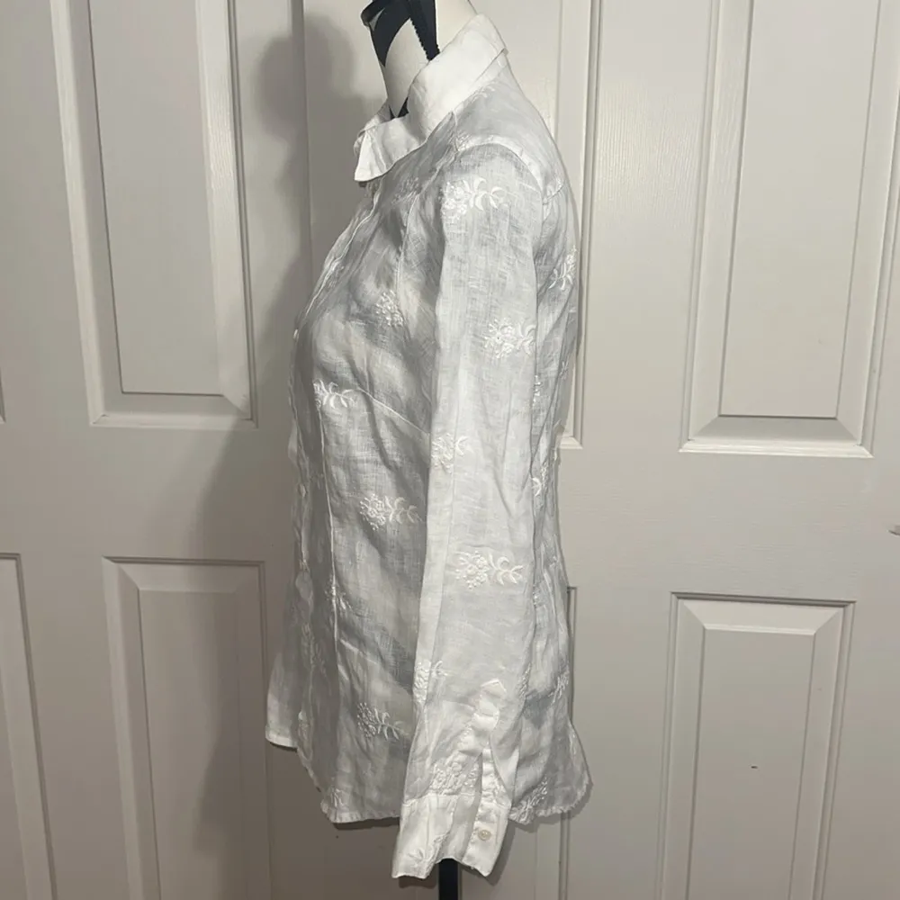 CP Shades Embroidered White Casual Button Down Shirt - Image 3