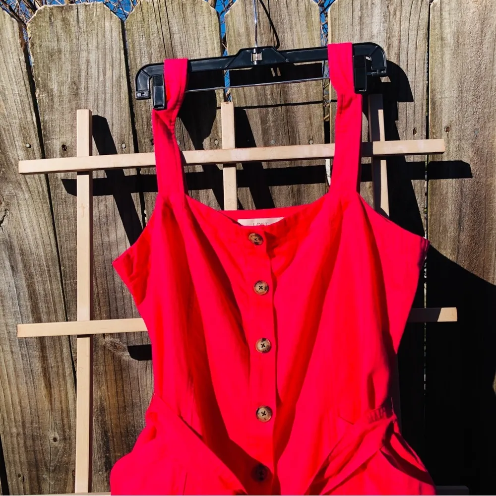 Hot pink Loft Linen/Cotton Dress w/pockets 14 - Image 5