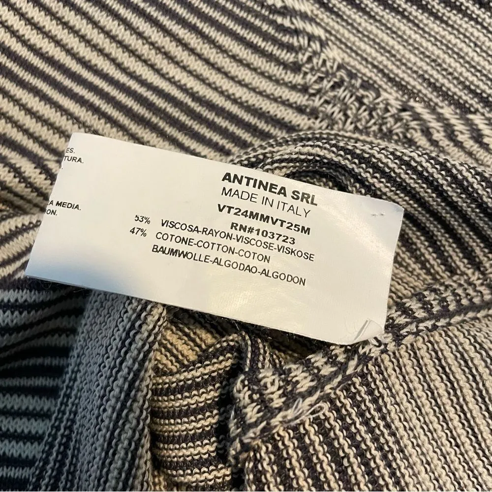 ARMANI‎ COLLEZIONI Irregular Stripe Lightweight Knit Thin Sweater V Neck Top 6 - Image 9