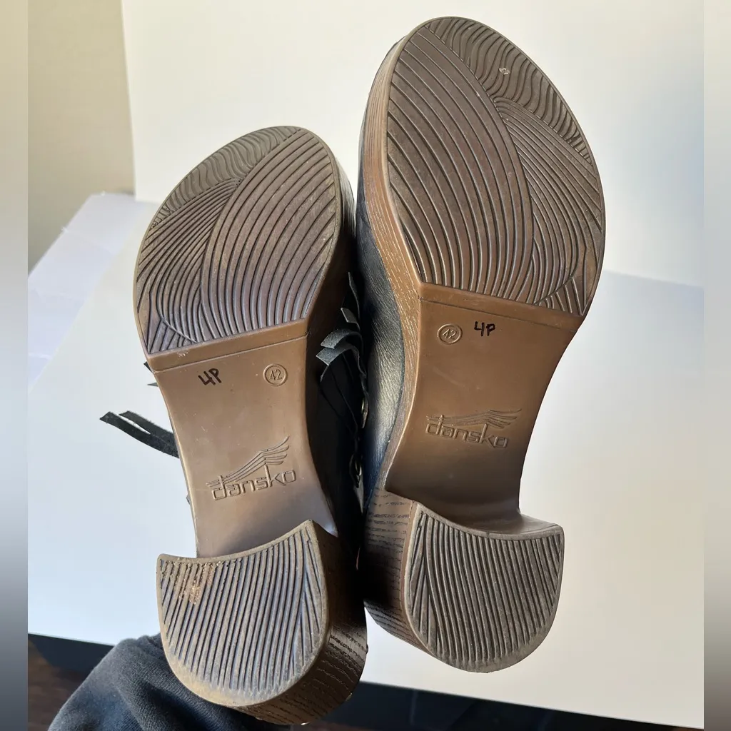 Dansko Deni Leather Fringe Tassel Mule Heel Clogs Size EU 42 - Image 7