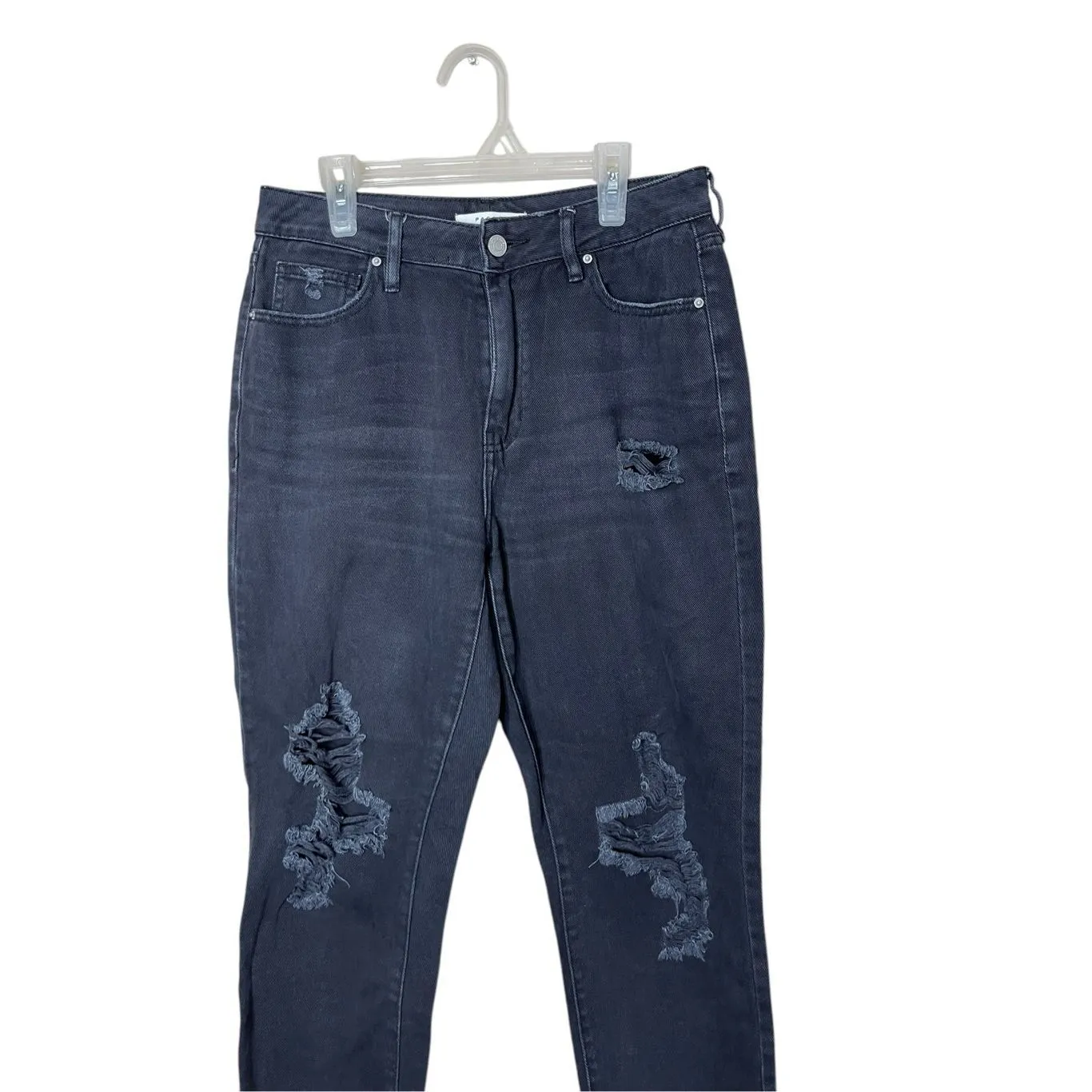 PacSun Moms Jeans 27 Black‎ Distressed Raw Straight Hem High Rise - Image 2
