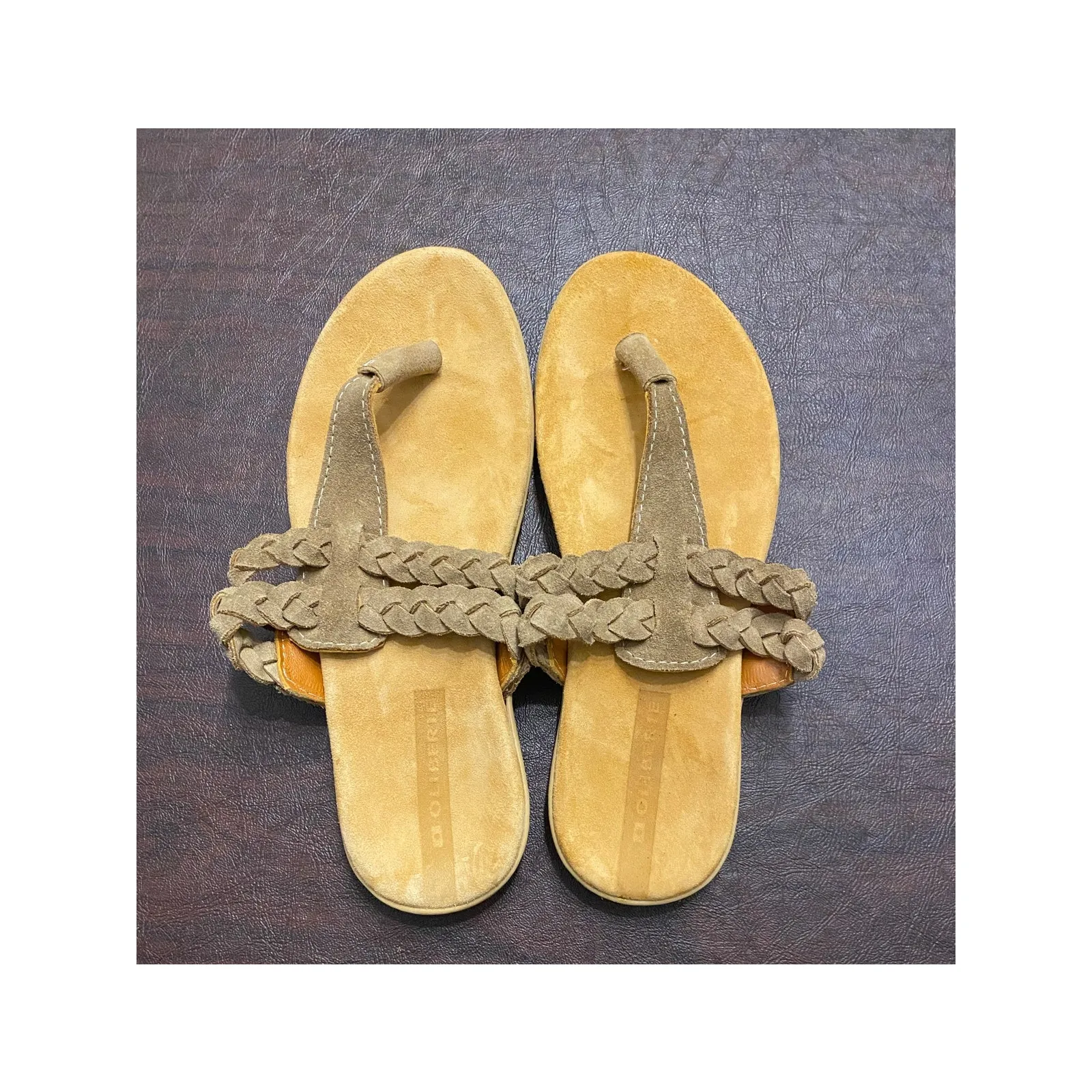 Oliberté Suede Braided Strap Thong Sandals Sze Womens 37(6.5/7) Beige Fair Trade Tan - Image 2