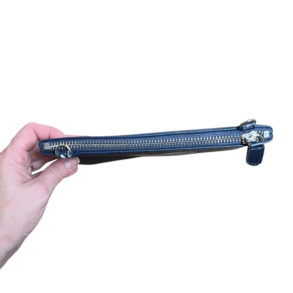 BRIGHTON Summer Heart Mini Bag Blue Clutch Zipper Pouch Make Up Travel Wallet - Image 3