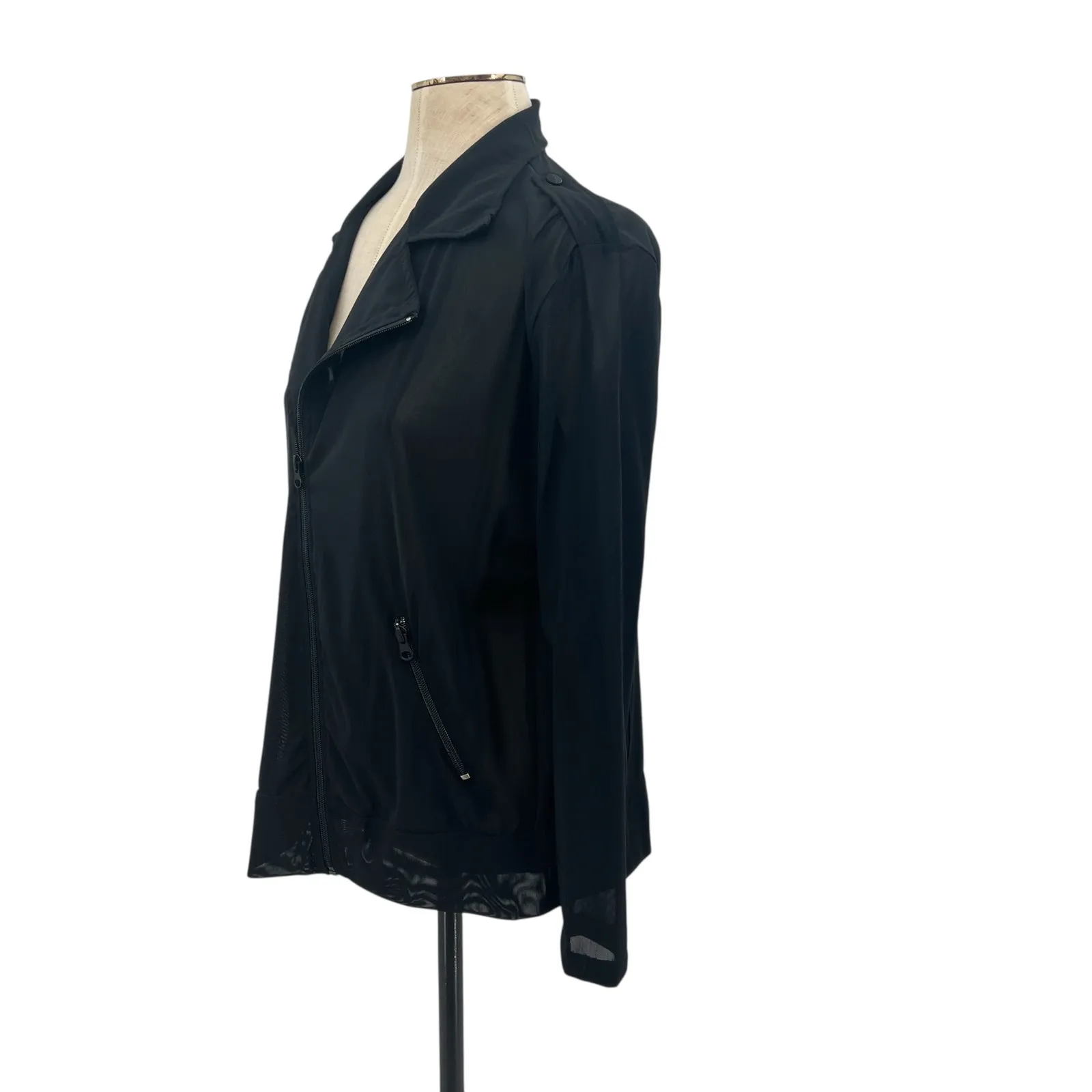 Koral Activewear Mesh Moto Jacket Sheer Black Size Large - Image 5