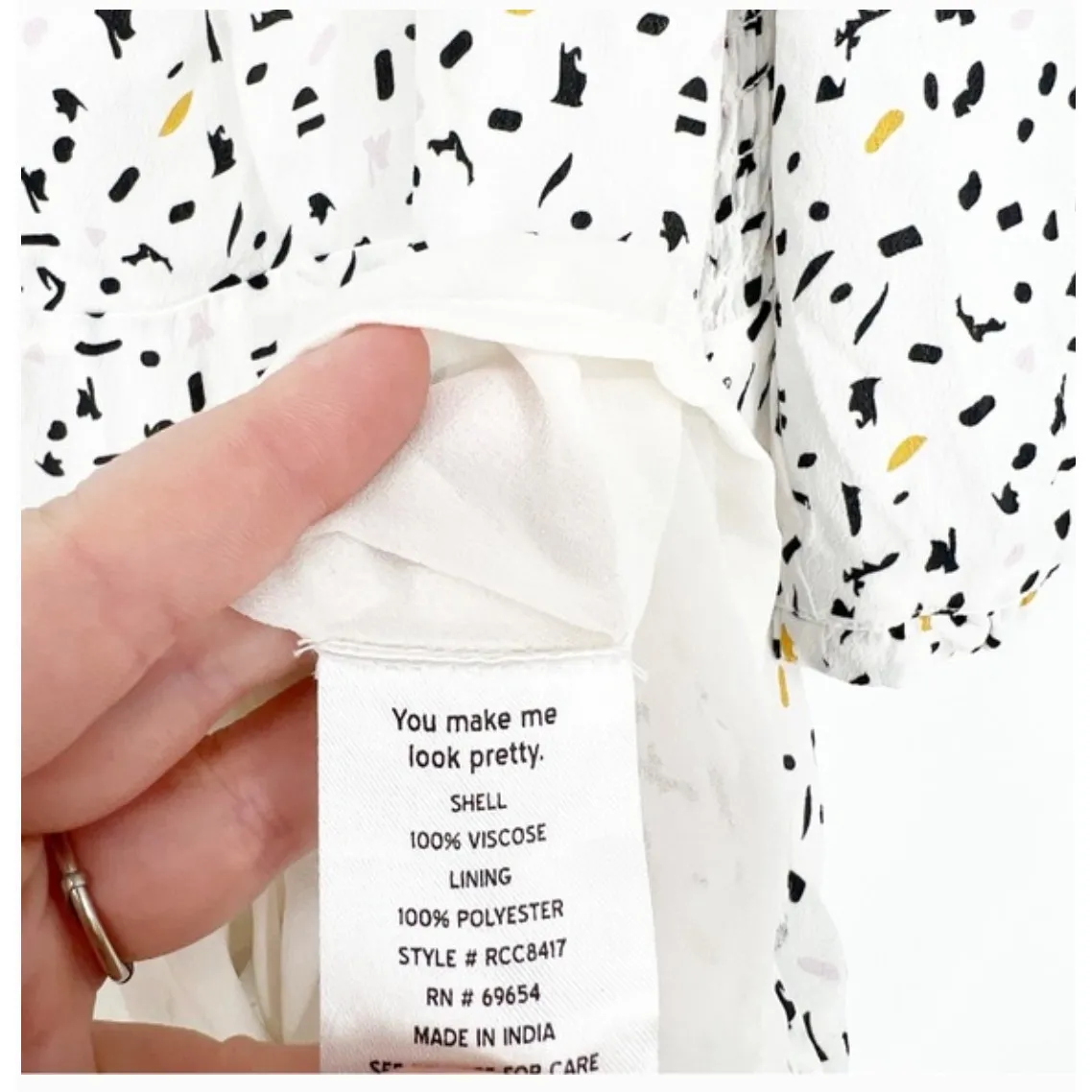 Anthropologie‎ Rahi Confetti Print Puff Sleeve Mini Dress XL White - Image 7