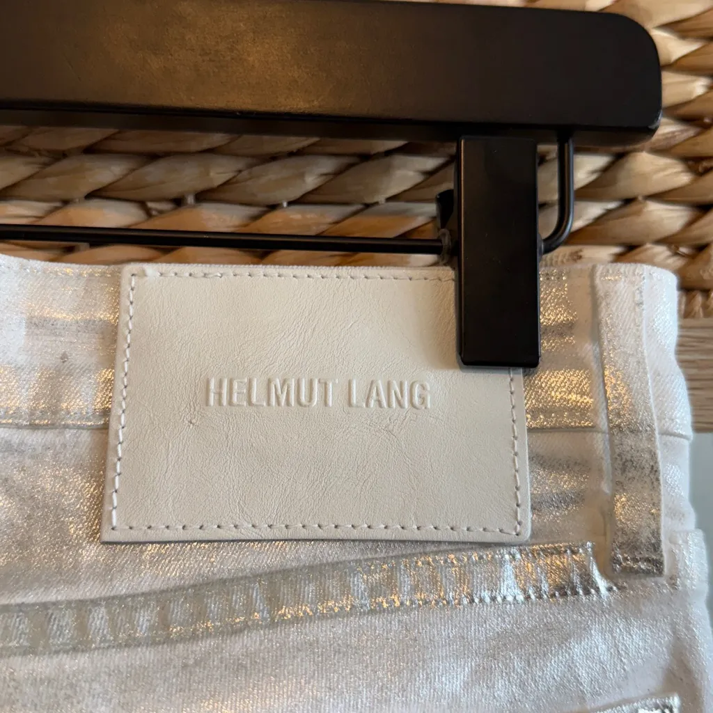 Helmut Lang Mid-Rise Metallic Glossy Coated Silver Emulsion Foil Jeans, 27 - Image 6