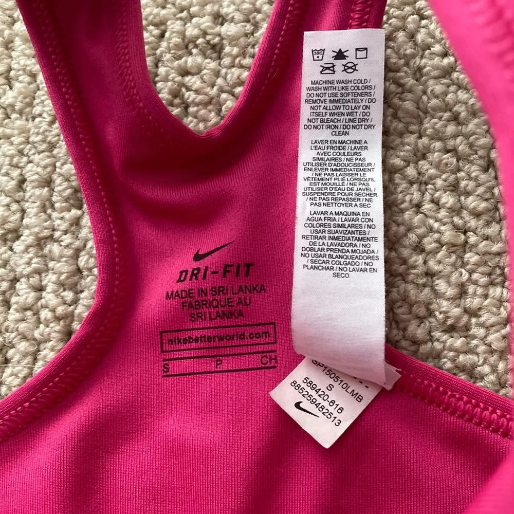 Nike Pro Dri-FIT Swoosh Medium Support Padded Sports Bra Hot Pink Small Like New - Image 5