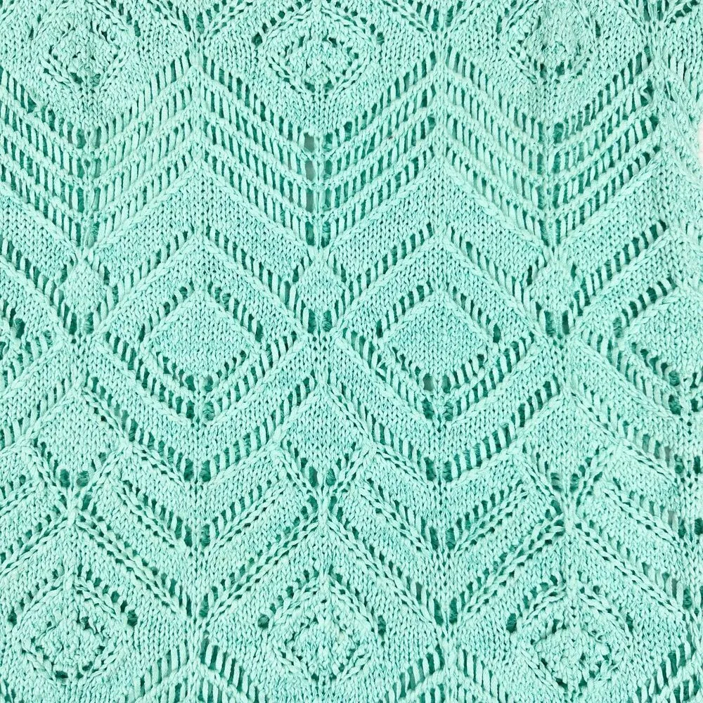 Lilly Pulitzer Kinley Sweater Top Size Medium Sand Bar Blue Crochet Open Knit - Image 3