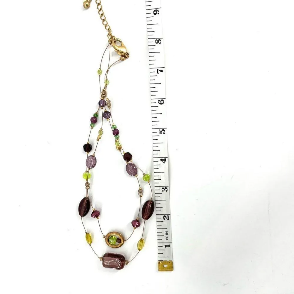 Chico’s beaded layered career necklace‎ purple & green Goldtone - Image 3