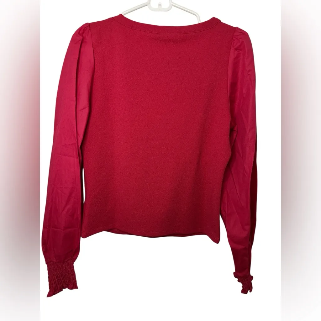 By Anthropologie Structured Red Long-Sleeve Top blouse NWT - Image 2