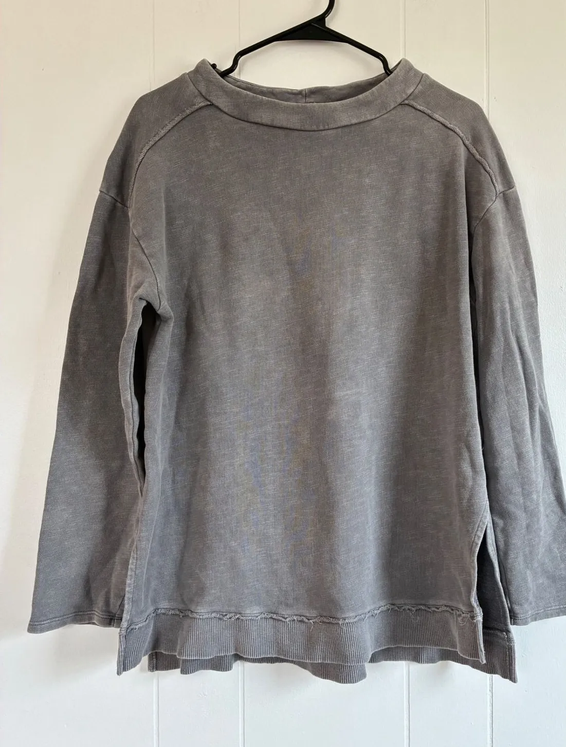 Pilcro Anthropologie Washed Grey Cotton Crew Neck Long Sleeve Sweatshirt M Gray Size M - Image 1