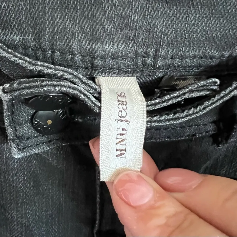 MNG Washed Black Moto Skinny Textured‎ Denim Jeans - Image 5