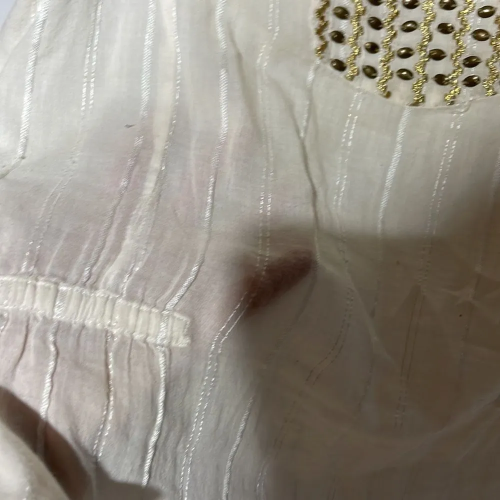 Billabong Swim Cover Sheer Cream W/Gold Grommet Detail Tie Waist Large - Image 8