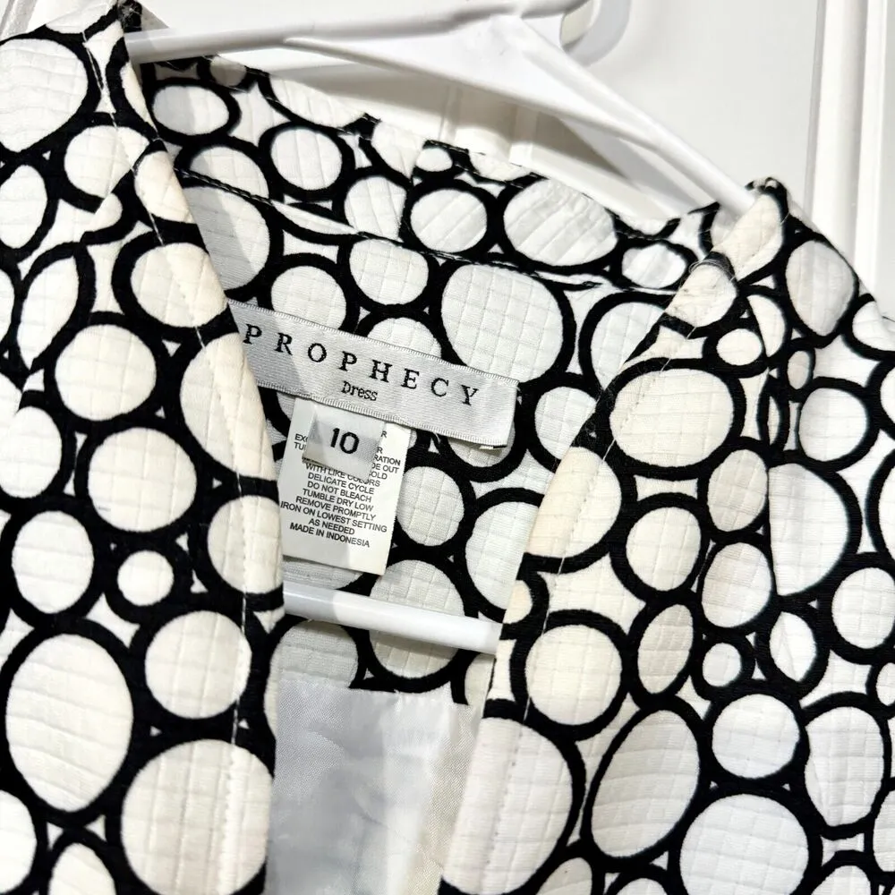 VTG PROPHECY Blazer Women Size 10 Black & White Bubbled Hook & Latch Retro Look - Image 2