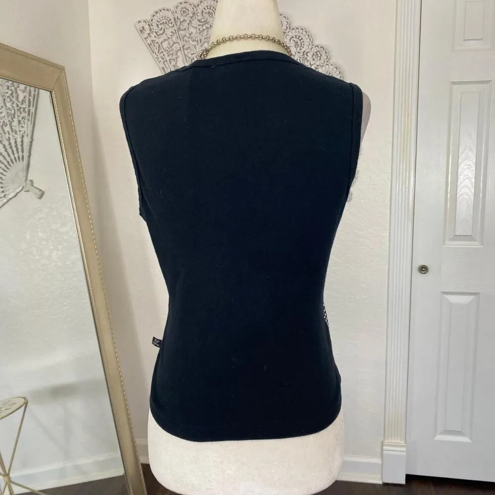 Vintage Made in USA Red White Blue Stars American Flag Sparkly Baby Tee Top L - Image 5