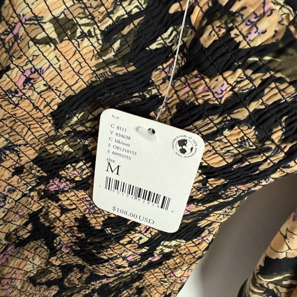 NWT  East To West Smocked Top Off the Shoulder Black Size Medium M - Image 6