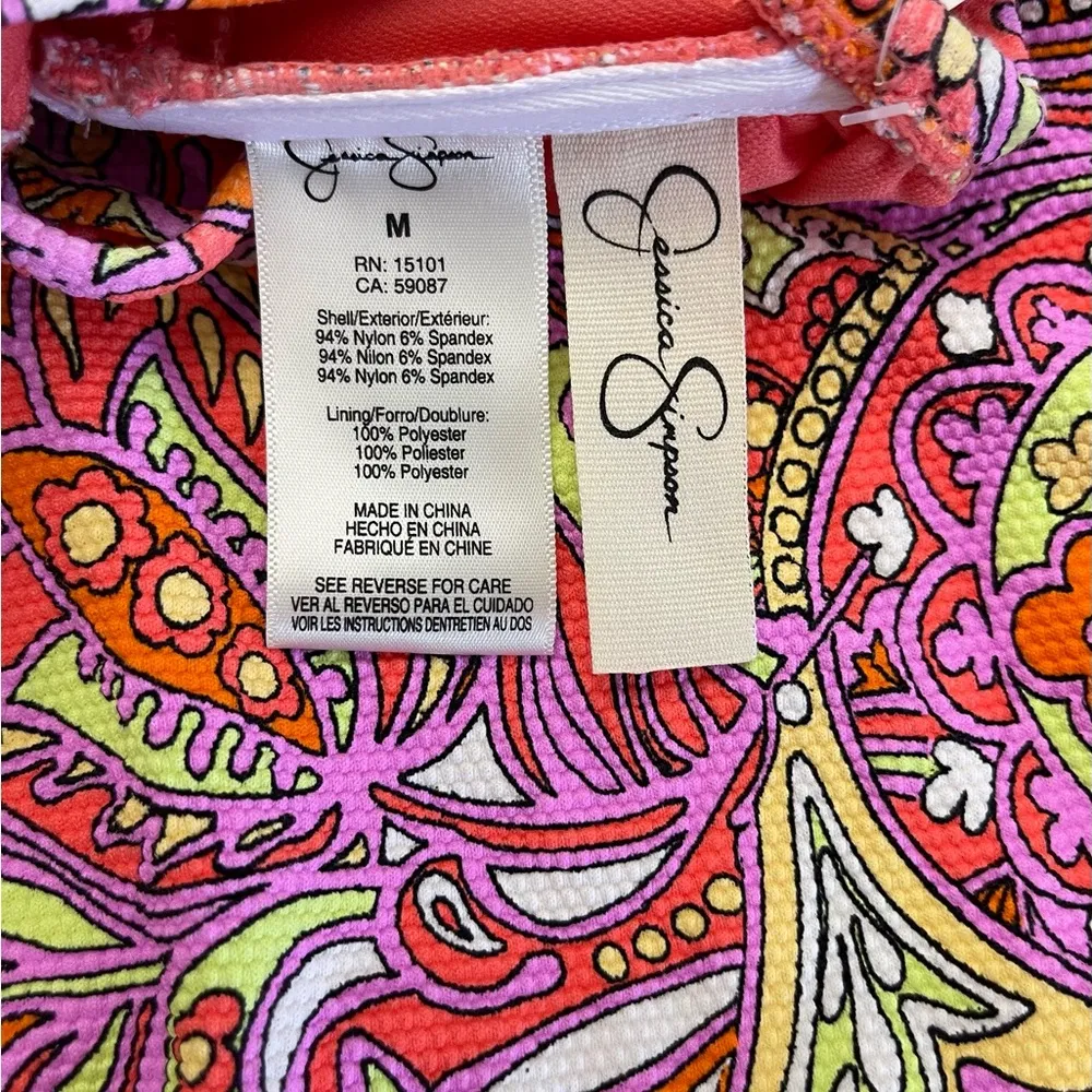 🦄Brand New JESSICA SIMPSON one Piece Paisley Swimsuit, Medium - Image 4