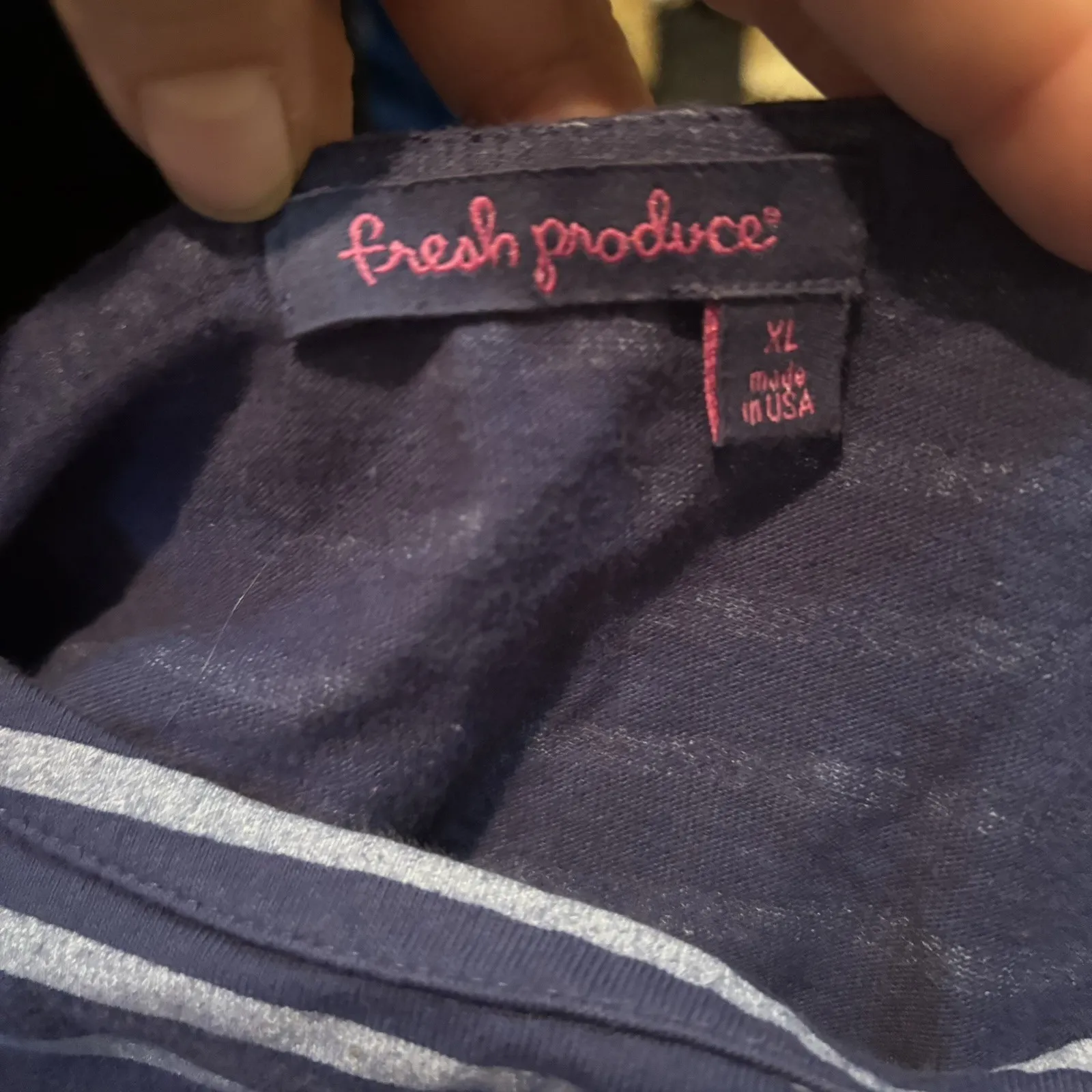 Fresh Produce‎ Women's XL T-Shirt Dress Blue Gray Stripe 100% Cotton Casual USA - Image 5