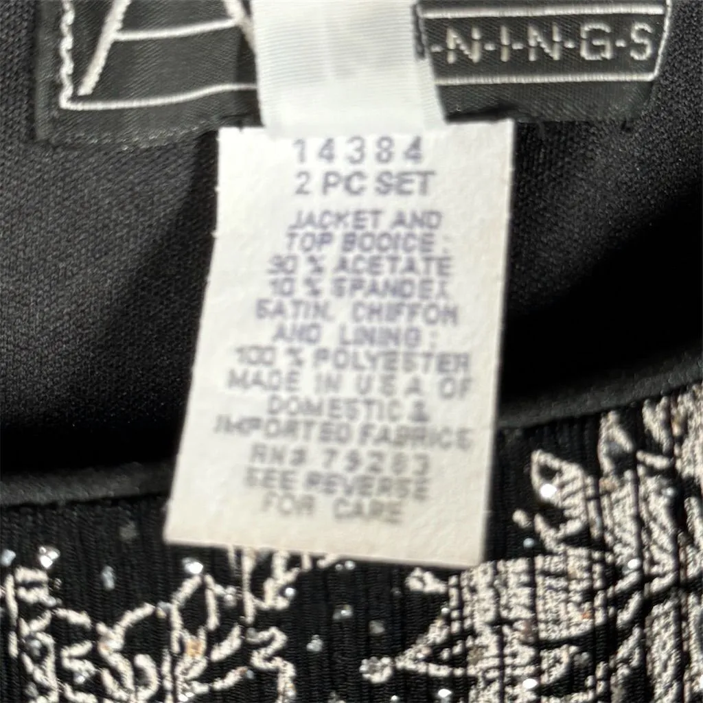 Alex Evenings Dress Womens 12 Black‎ Silver Floral Gown Formal Party Wedding - Image 7