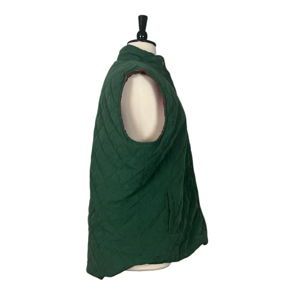 Glizy Quilted Vest Snap Front Reversible Green Red Plaid Women’s Size 2XL - Image 4