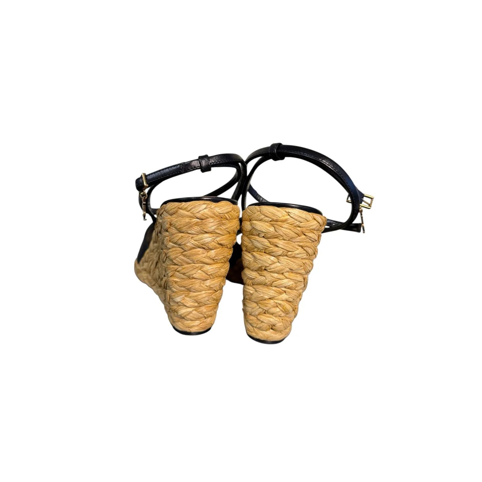 Saint Laurent NIB Paloma Leather Espadrille Wedges in Black Size 39.5 - Image 9