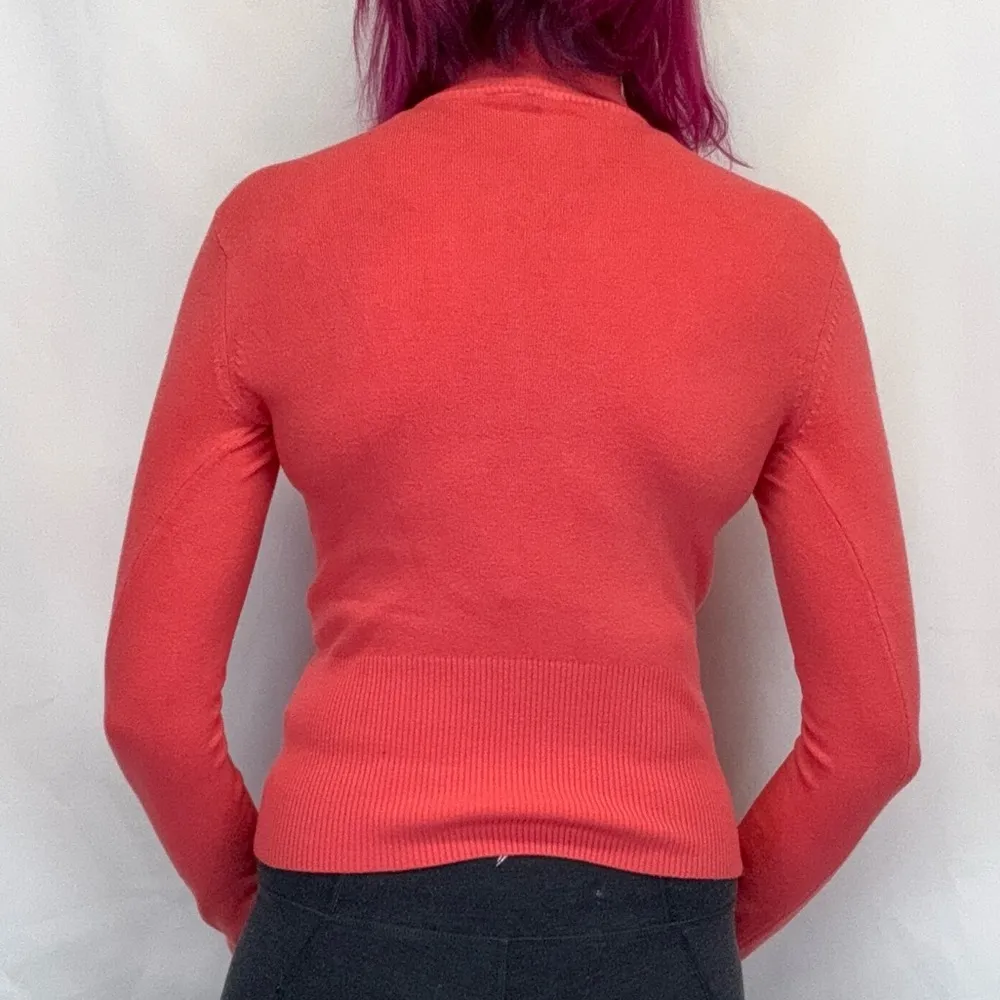 H&M Women's Long Sleeve Zip Cardigan Salmon Coral Pink Stretch 12 XS Extra Small - Image 2