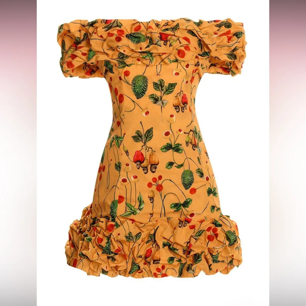 agua by agua bendita JARDIN MINI DRESS, New with Out Tags, Size Medium Yellow - Image 8