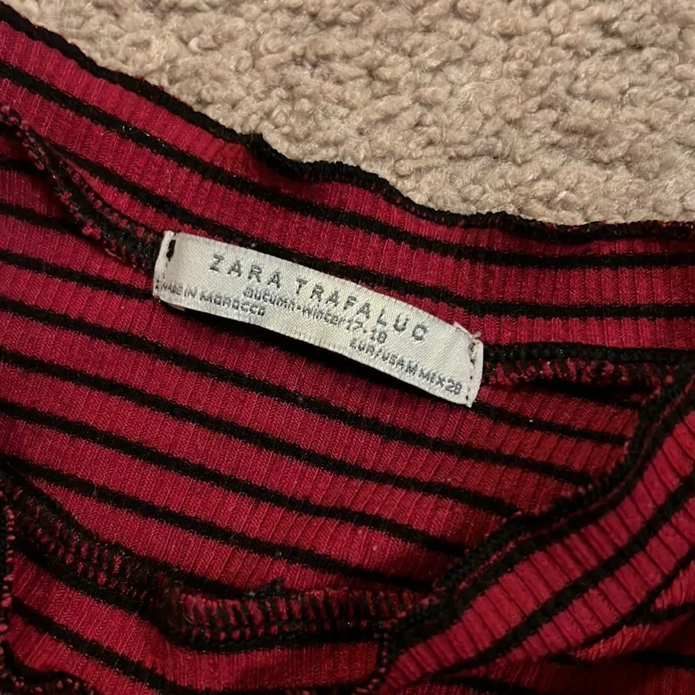 Zara medium red stripe blouse - Image 5