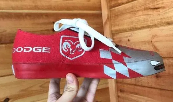 VINTAGE RED AND SILVER DODGE NASCAR RACING JER SNEAKERS SHOES Size 7 - Image 2