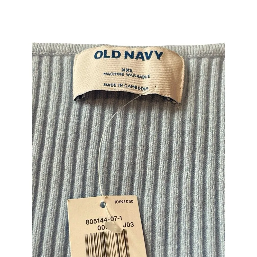 Old Navy Light Blue Ribbed Sweetheart Neckline Long Sleeve Sweater XXL NWT - Image 6