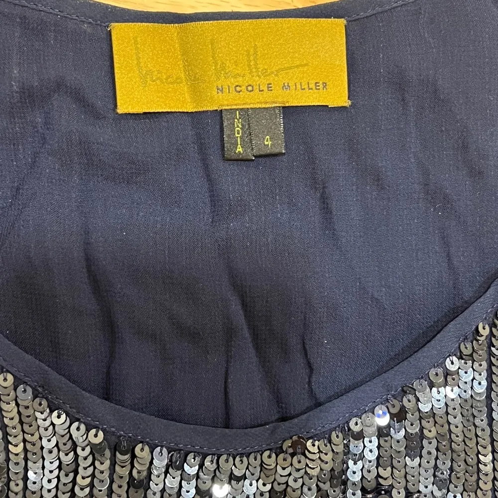 Size 4 Nicole Miller Sleeveless Blue Sequin Round Neck  Shift Dress NEW NO TAGS - Image 8