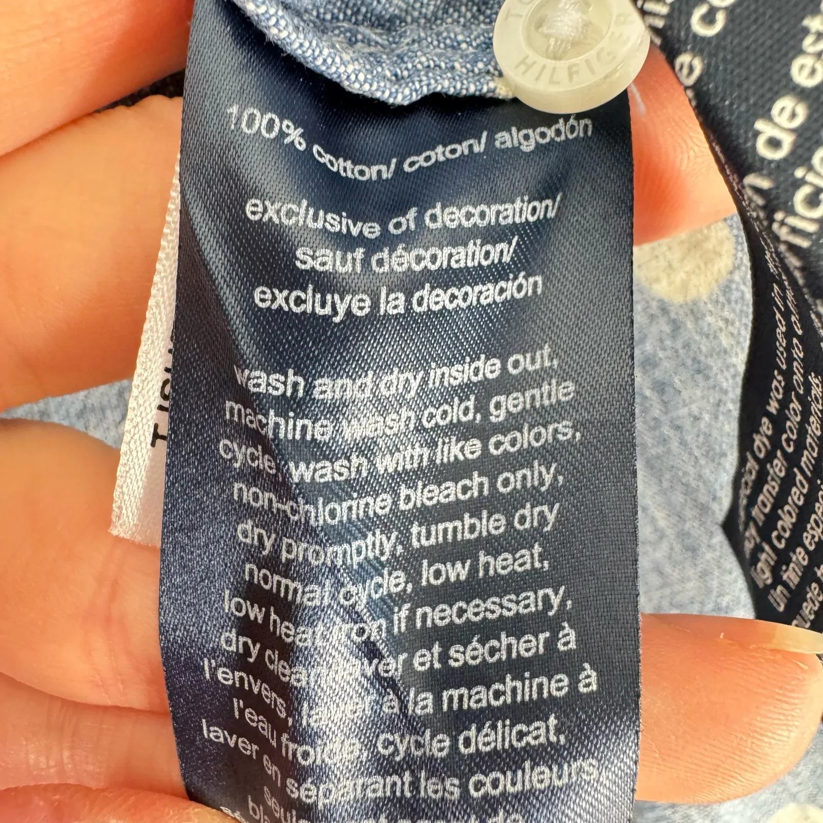 Tommy‎ Hilfiger Blue White Polka Dot Button Up Medium - Image 7