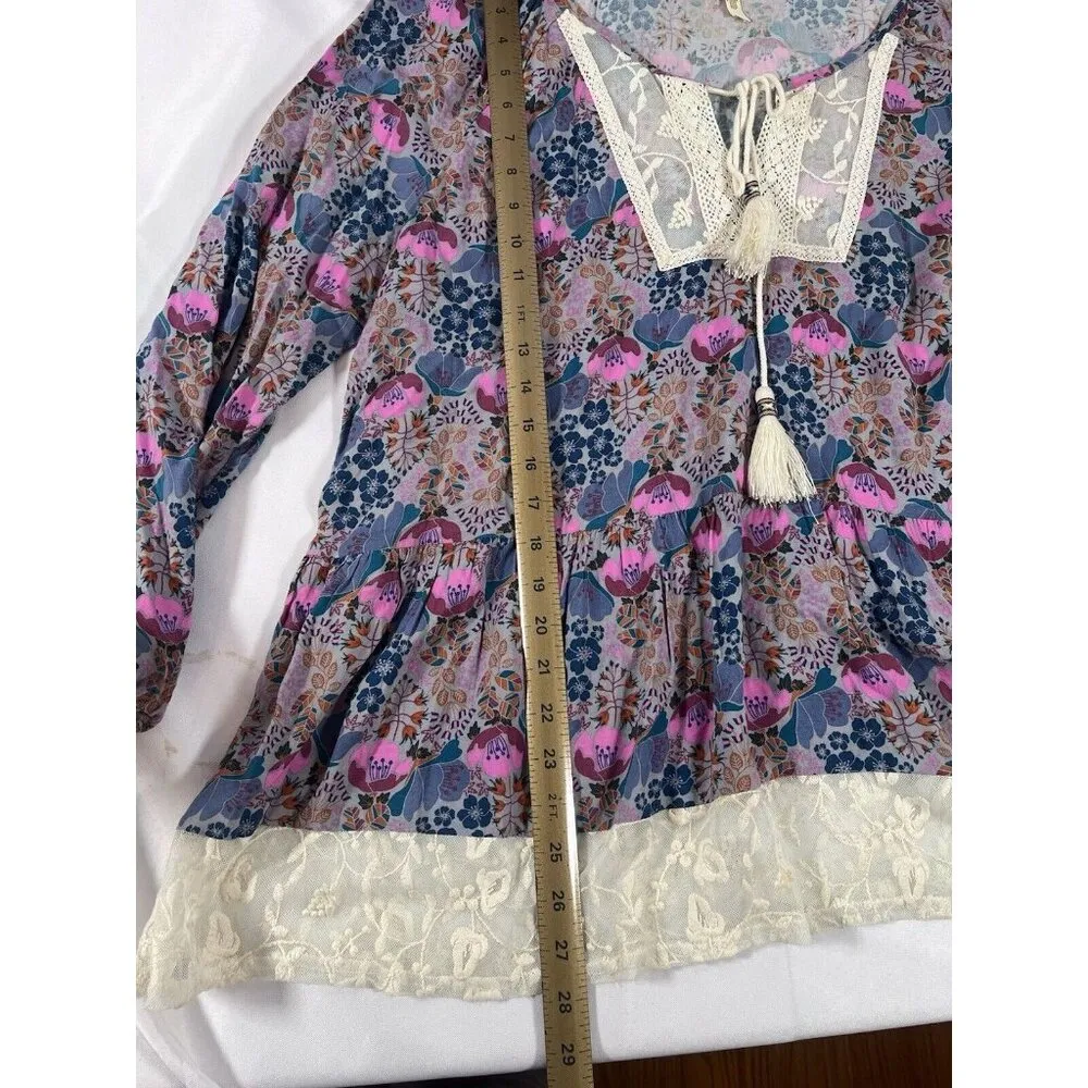 Matilda Jane Make Believe Sew Perfect Top Blouse Sz L Peasant Boho Cottagecore - Image 4