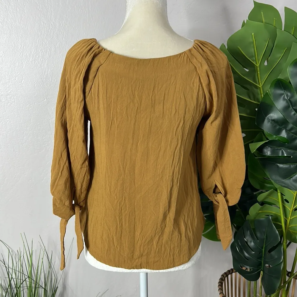 Hayden • button front cropped blouse with tie sleeves - Image 78