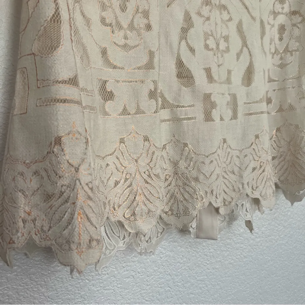 Anthropologie Floreat Sagesse Lace Button Down Top in Light Cream 0 - Image 8