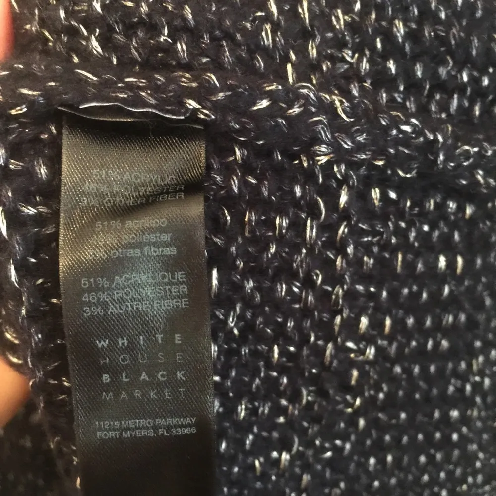 WHBM Navy And Silver Knit Long Sweater XS - Image 3