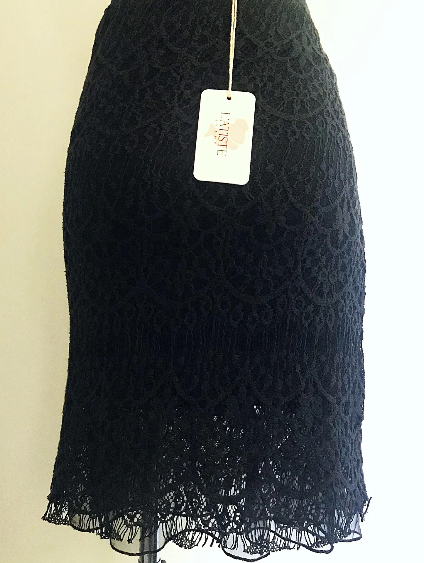 Lacey Lace Gauze Formal Pencil Skirt - Image 2