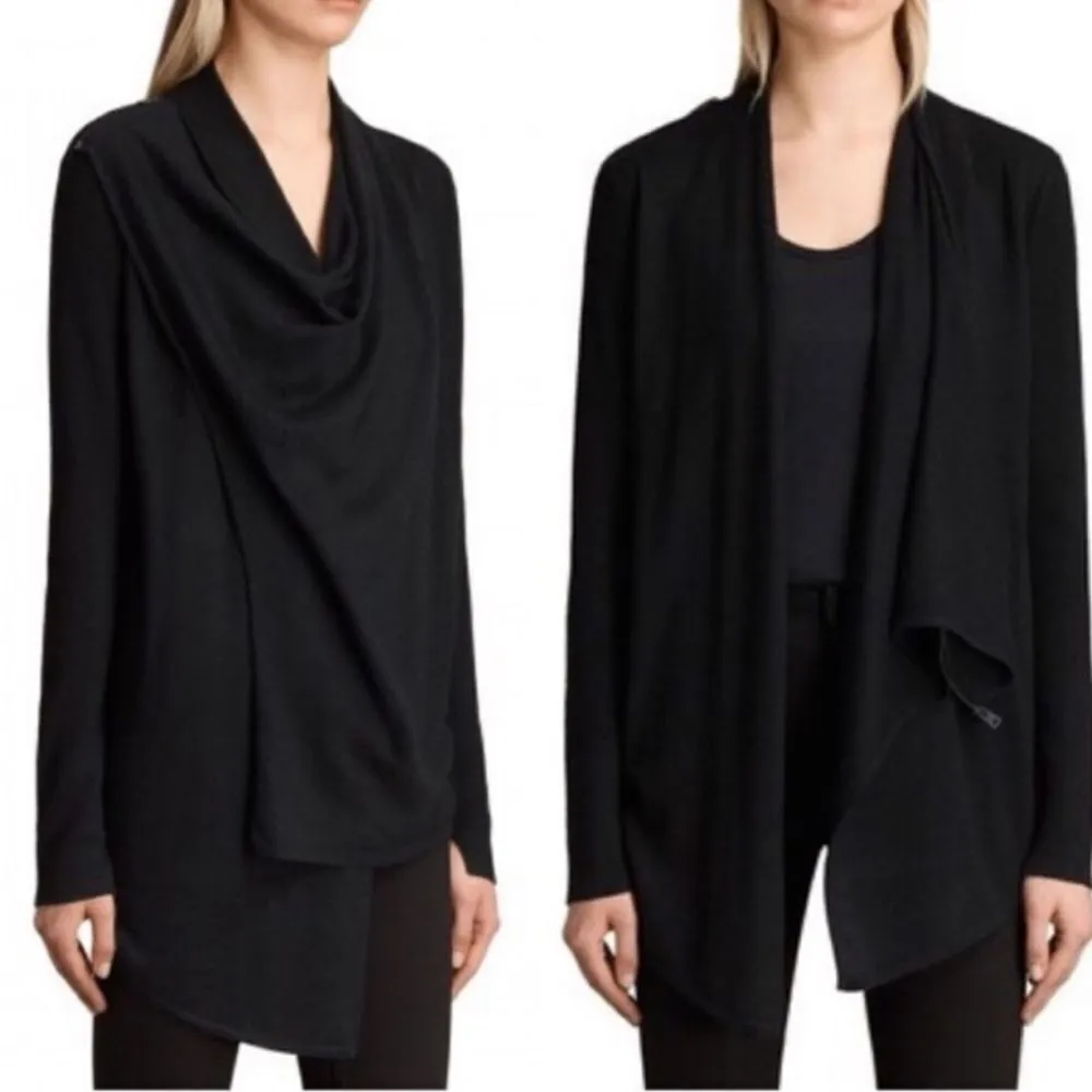 all saints black darina wrap cardigans size 2 - Image 2