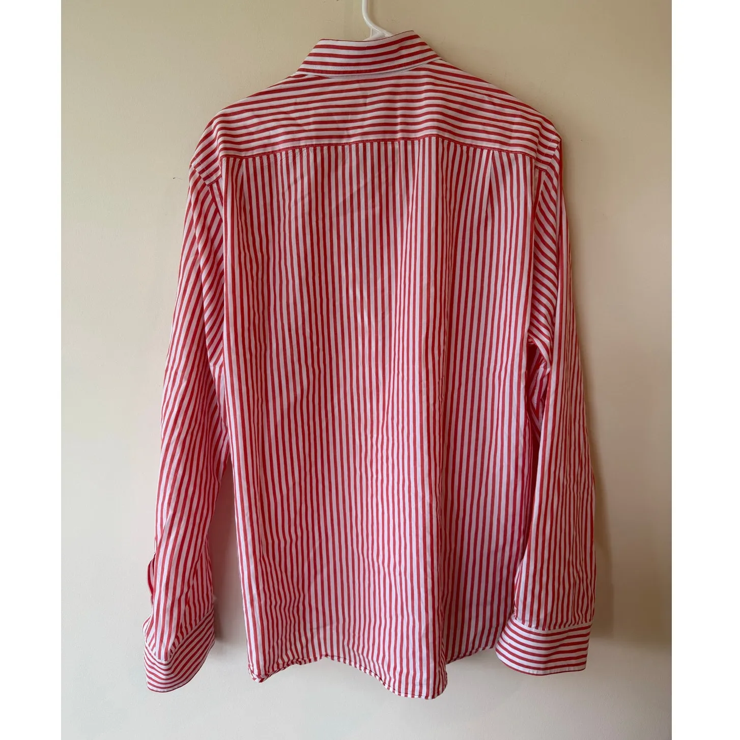 J.Crew Long Sleeve Lightweight Button Up Shirt Striped Red Men’s Size Large - Image 2