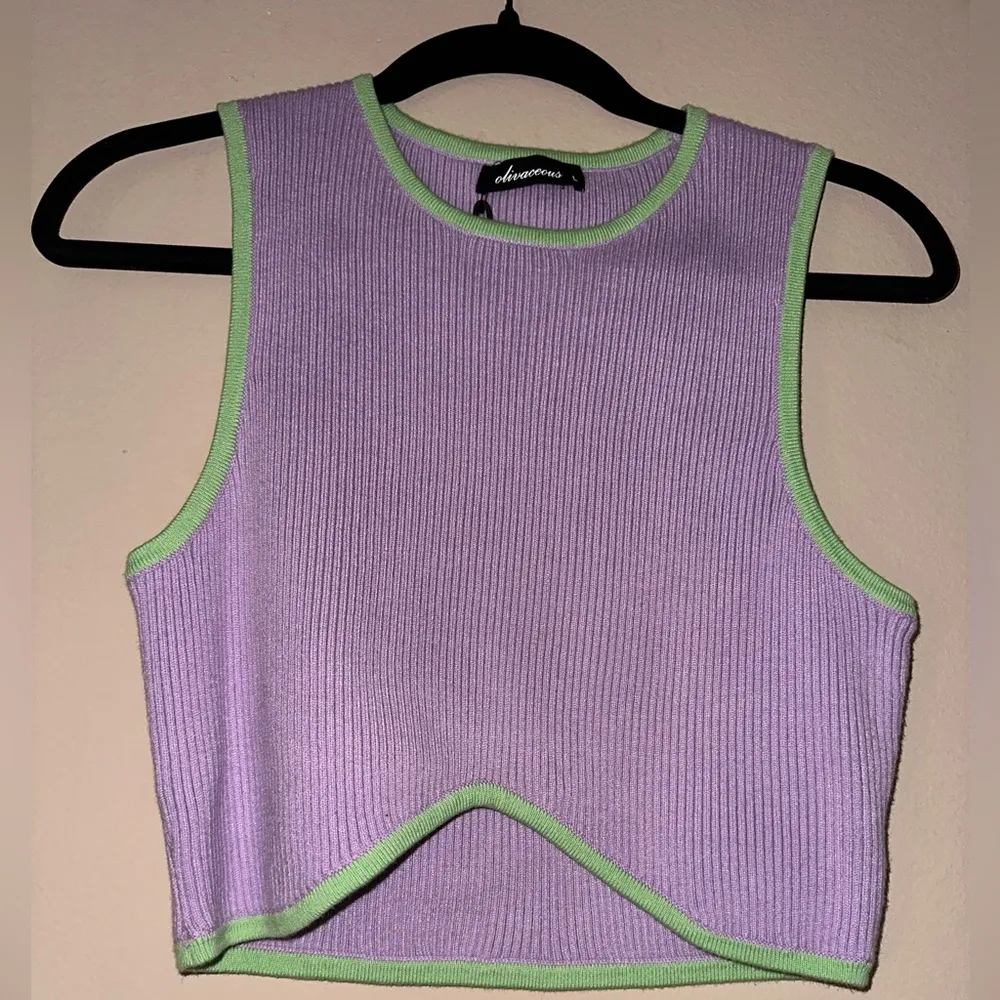 Rena Knit Crop Top in Lilac - Image 2