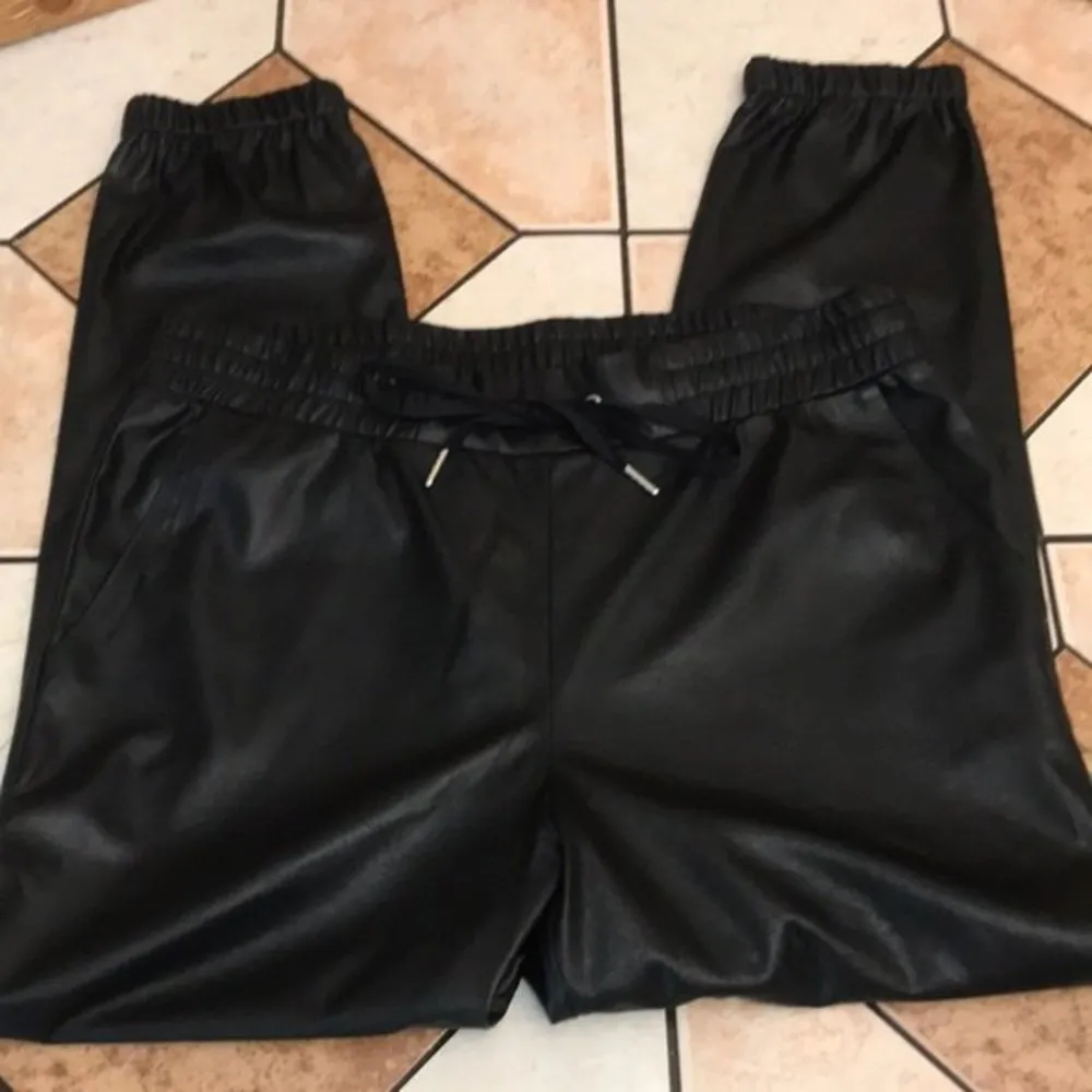 N:PHILANTHROPY ladies Black Scarlett Faux Leather Joggers Sz Large - Image 3