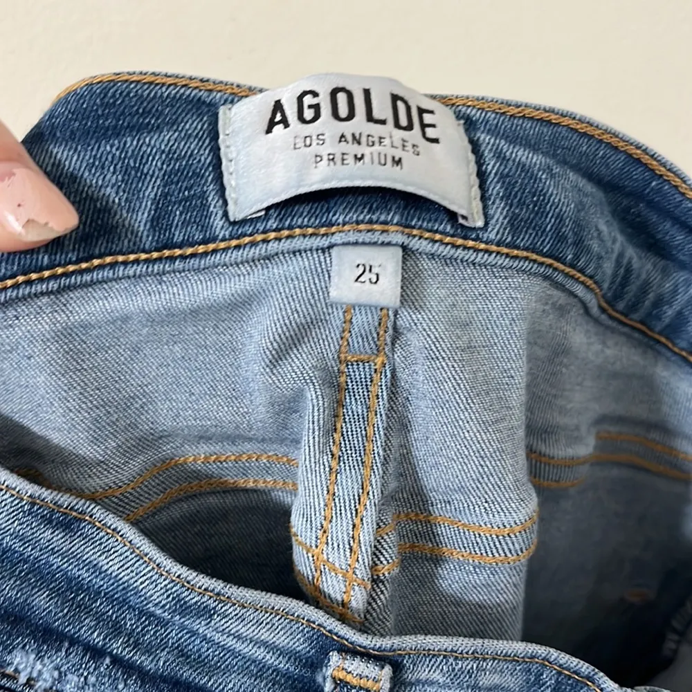Agolde Medium Wash Distressed Sophie High Rise Skinny Denim Jeans Size 25 - Image 10