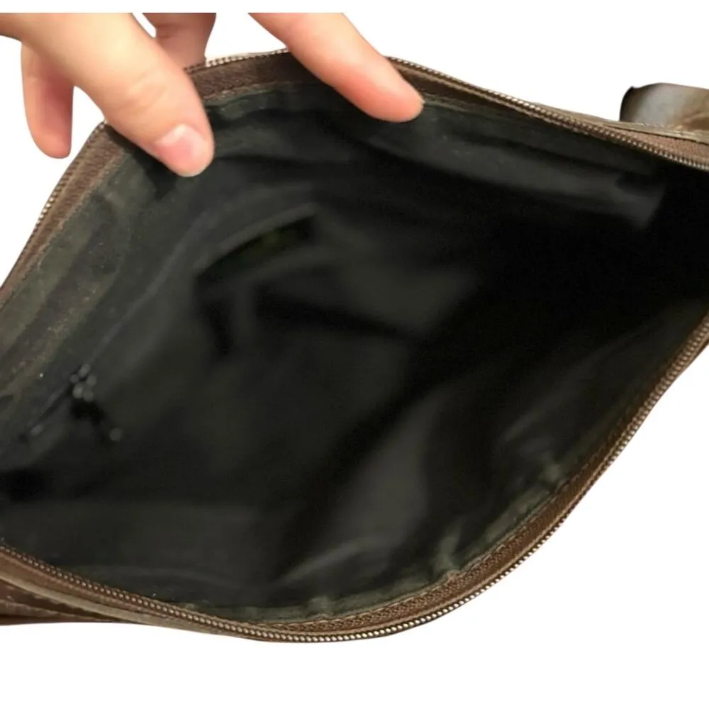 Vintage Liz Claiborne Brown Paisley Tapestry Satchel Tote Bag Purse Leather Trim - Image 10