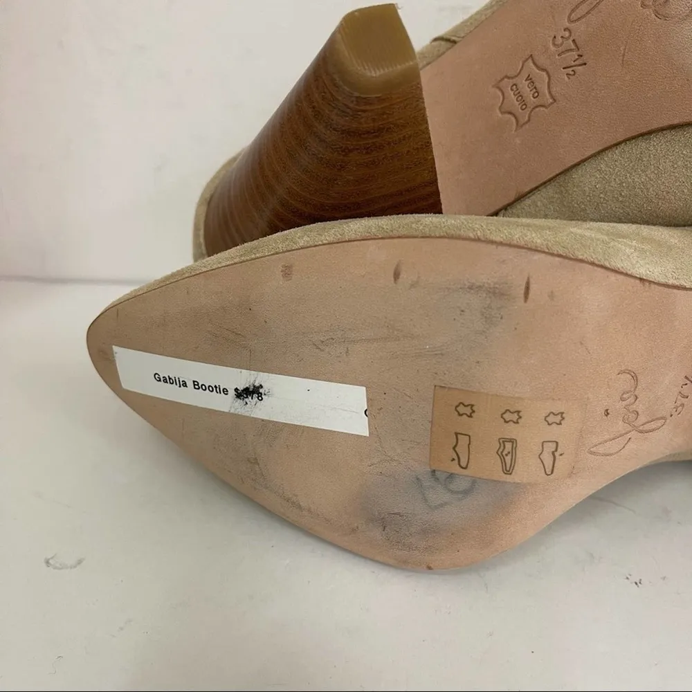 JOIE Gabija Suede Ankle Booties Boots Cream Wood Heels Pull On NWT Size 37.5/7.5 - Image 10