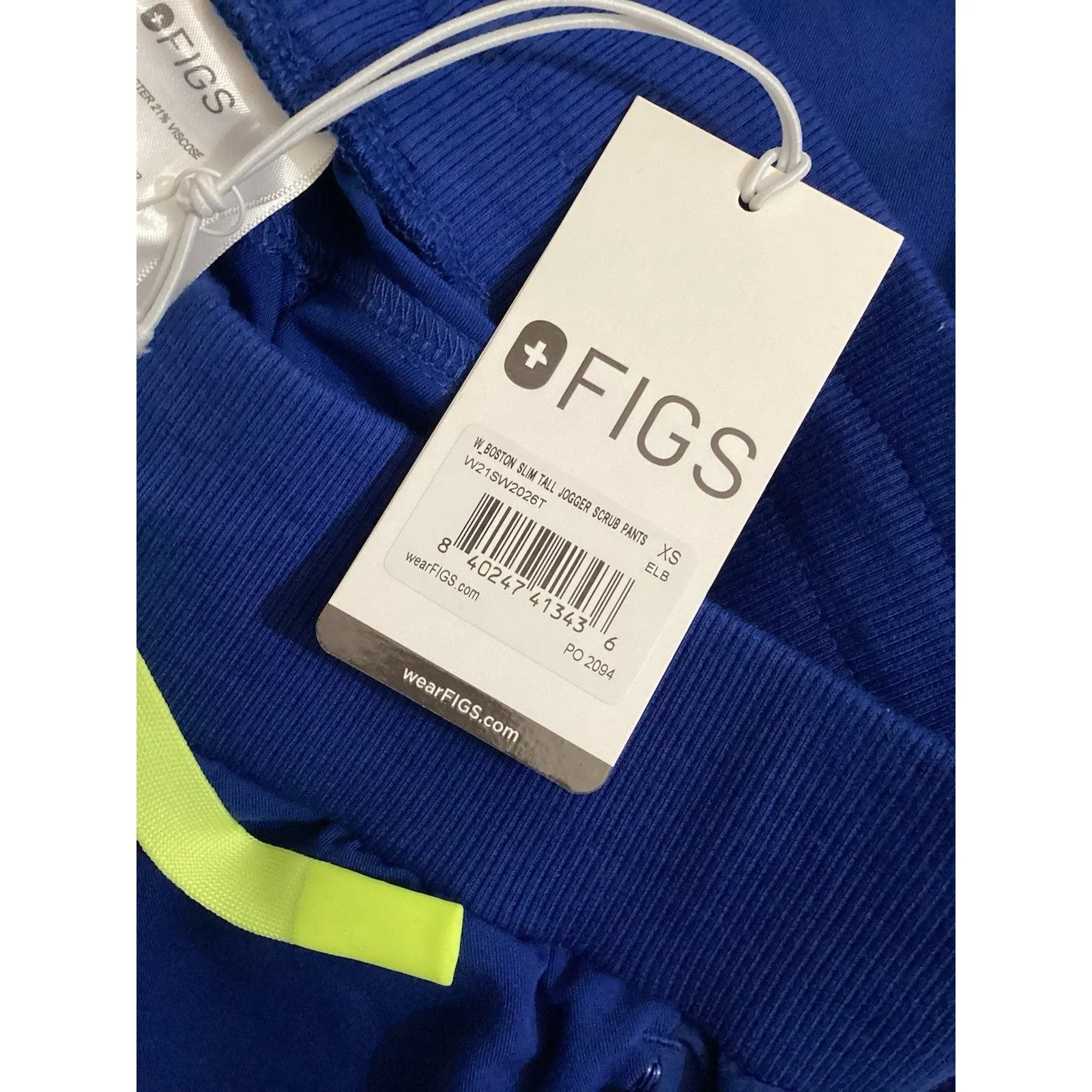 FIGS Scrub Pants Womens XS Tall Cobalt Boston Slim Jogger Medical Zip Pockets - Image 5